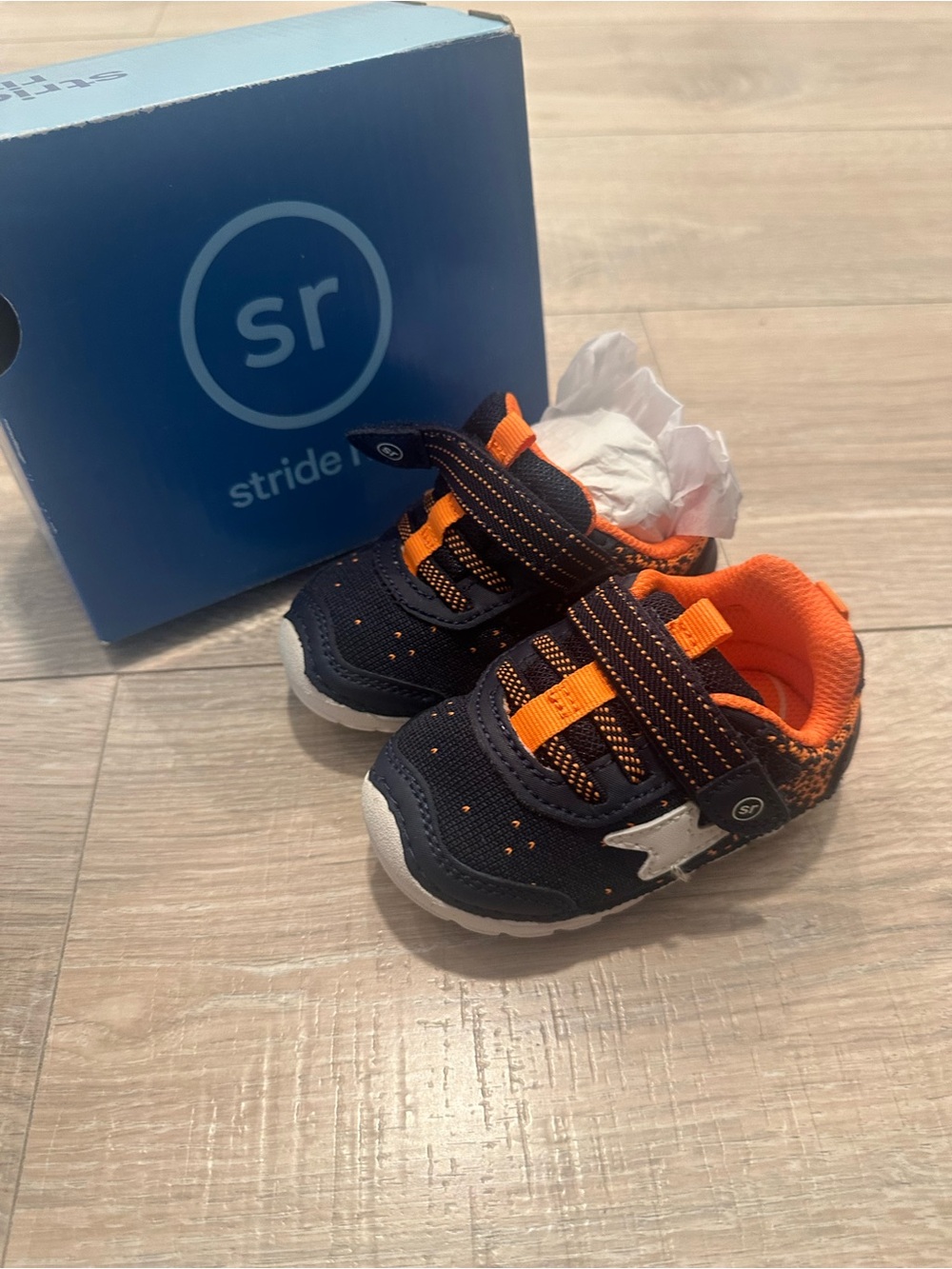 Stride Rite Navy and Orange Toddler Sneakers with Silver Star